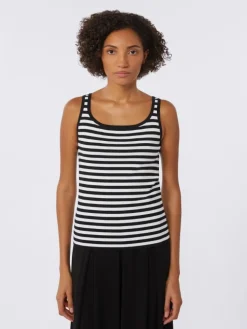 Viscose crêpe yarn sleeveless jumper - BLACK