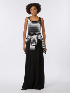 Viscose crêpe yarn sleeveless jumper - BLACK