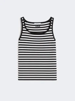 Viscose crêpe yarn sleeveless jumper - BLACK
