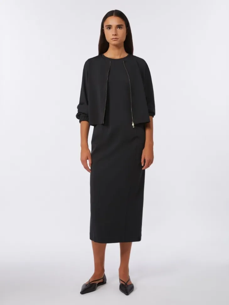 Viscose jersey boxy jacket - BLACK