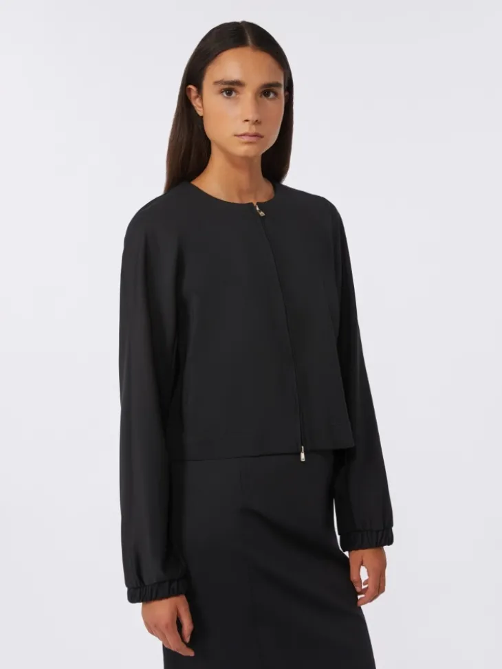 Viscose jersey boxy jacket - BLACK