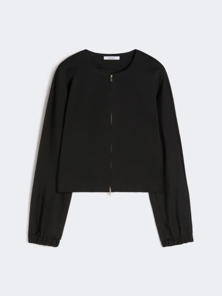 Viscose jersey boxy jacket - BLACK
