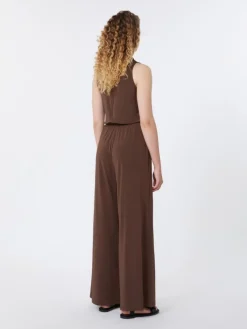 Viscose jersey jumpsuit - CHOCOLATE