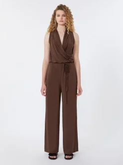 Viscose jersey jumpsuit - CHOCOLATE