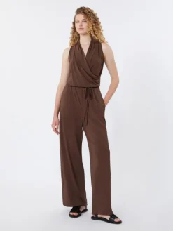 Viscose jersey jumpsuit - CHOCOLATE