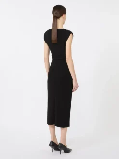 Viscose jersey midi dress - BLACK