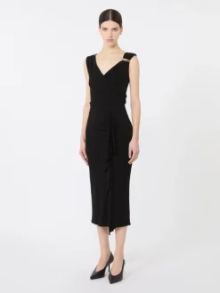 Viscose jersey midi dress - BLACK