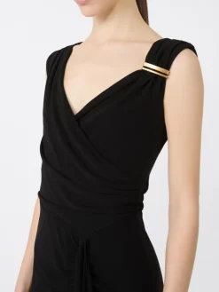 Viscose jersey midi dress - BLACK