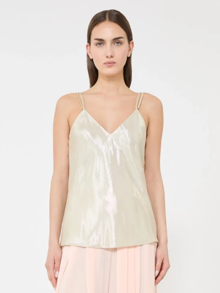 Viscose lamé top - LIGHT GOLD