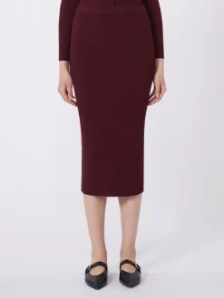 Viscose pencil skirt - BORDEAUX