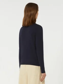Viscose polo-neck sweater - NAVY