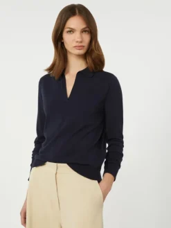 Viscose polo-neck sweater - NAVY