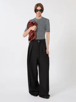 Viscose short-sleeved mesh jumper - WHITE BLACK
