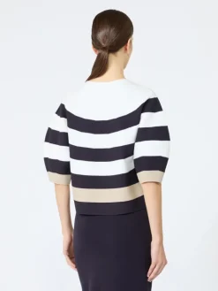 Viscose yarn cropped sweater - ULTRAMARINE