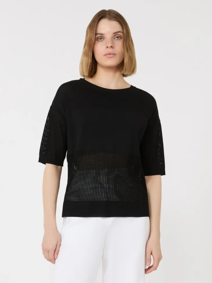 Viscose yarn jumper - BLACK