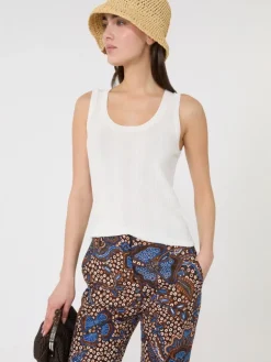 Viscose yarn sleeveless jumper - WHITE