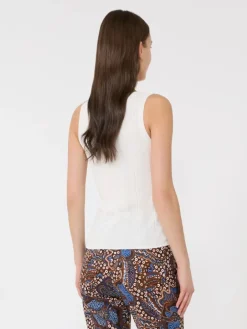 Viscose yarn sleeveless jumper - WHITE