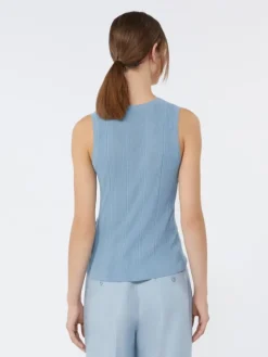 Viscose yarn sleeveless jumper - LIGHT BLUE