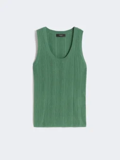 Viscose yarn sleeveless jumper - GREEN