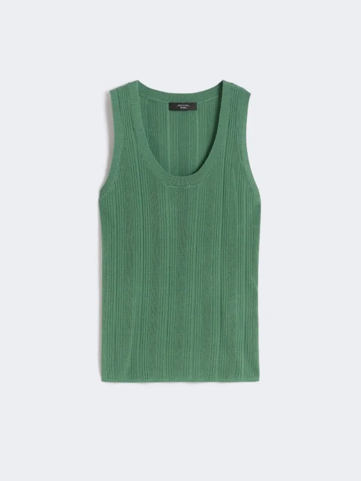 Viscose yarn sleeveless jumper - GREEN