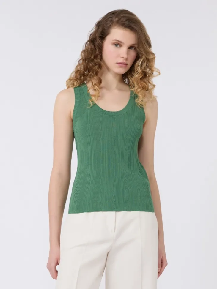 Viscose yarn sleeveless jumper - GREEN