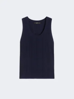 Viscose yarn sleeveless jumper - NAVY