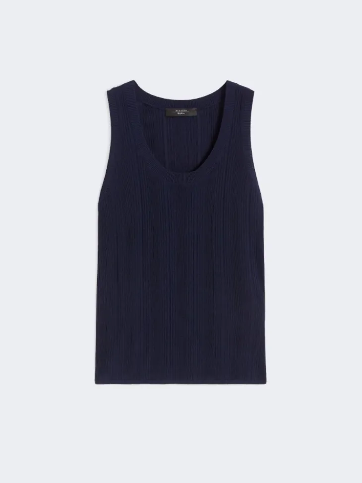 Viscose yarn sleeveless jumper - NAVY
