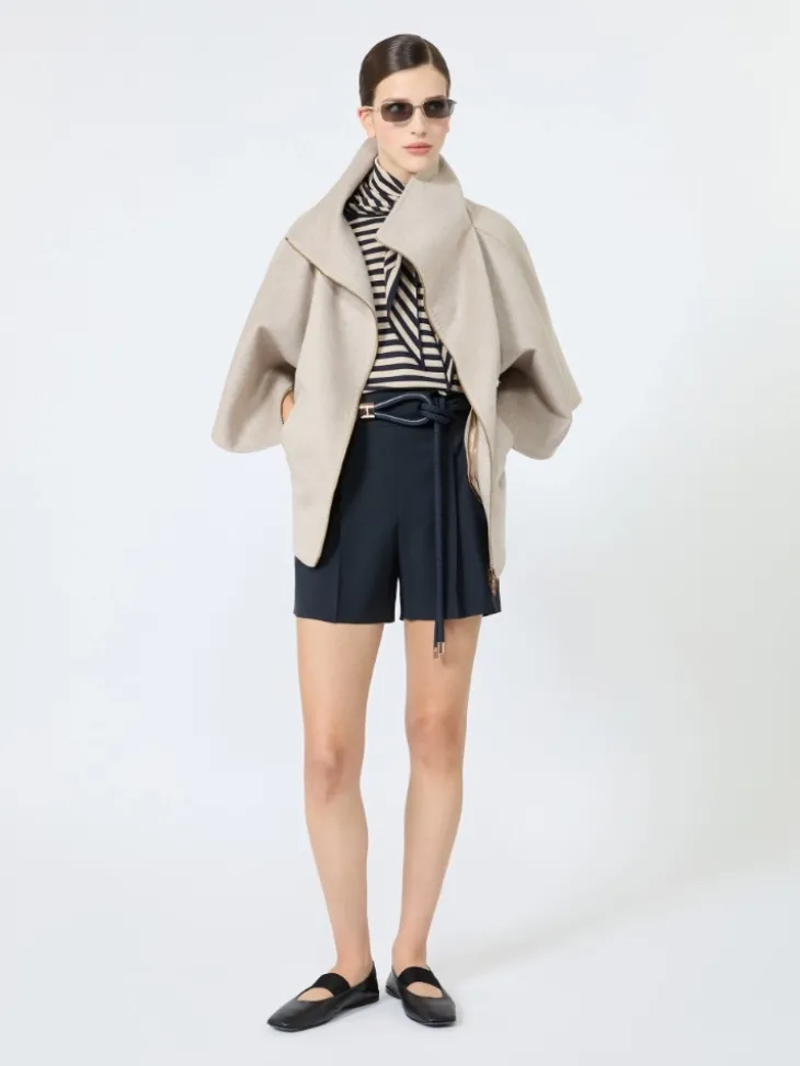 Viscose yarn sweater with scarf detail - STONE