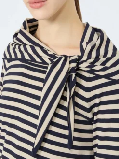 Viscose yarn sweater with scarf detail - STONE