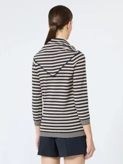 Viscose yarn sweater with scarf detail - STONE
