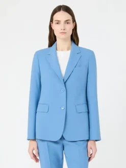 Viscose-blend canvas blazer - LIGHT BLUE