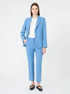 Viscose-blend canvas blazer - LIGHT BLUE
