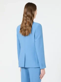 Viscose-blend canvas blazer - LIGHT BLUE