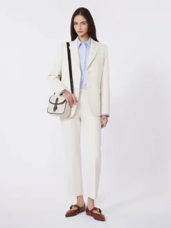 Viscose-blend canvas blazer - IVORY