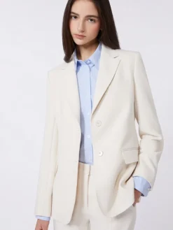 Viscose-blend canvas blazer - IVORY
