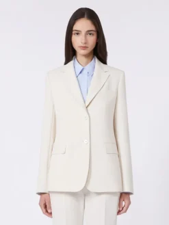 Viscose-blend canvas blazer - IVORY