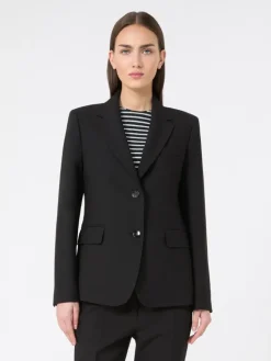 Viscose-blend canvas blazer - BLACK