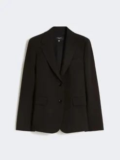 Viscose-blend canvas blazer - BLACK