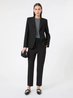 Viscose-blend canvas blazer - BLACK