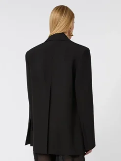 Viscose-blend double-collar blazer - BLACK