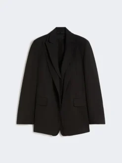 Viscose-blend double-collar blazer - BLACK