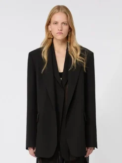 Viscose-blend double-collar blazer - BLACK