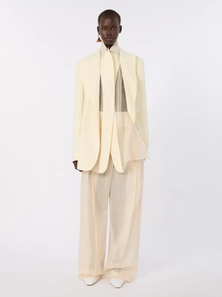 Viscose-blend double-collar blazer - LIGHT YELLOW