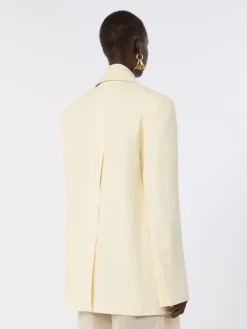 Viscose-blend double-collar blazer - LIGHT YELLOW