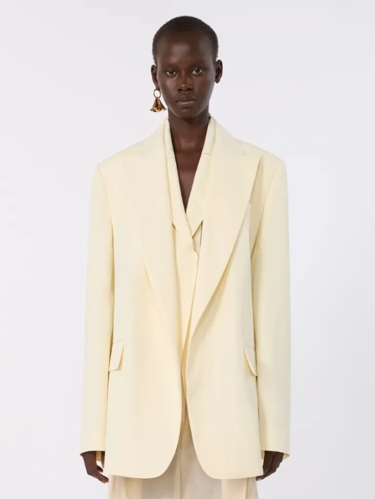 Viscose-blend double-collar blazer - LIGHT YELLOW