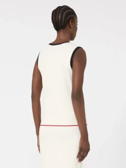 Viscose-blend yarn tank top - WHITE BLUE