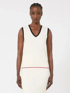Viscose-blend yarn tank top - WHITE BLUE