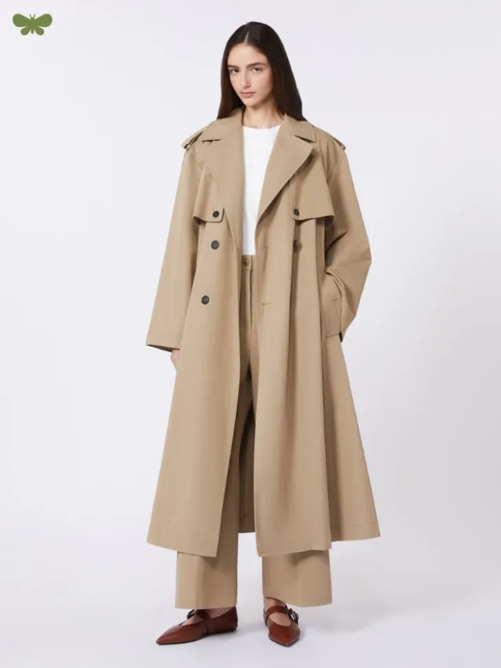 Washed gabardine trousers - HAZELNUT BROWN