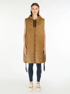 Water-repellent canvas gilet - CARAMEL