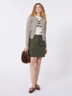 Water-repellent canvas mini skirt - KAKI